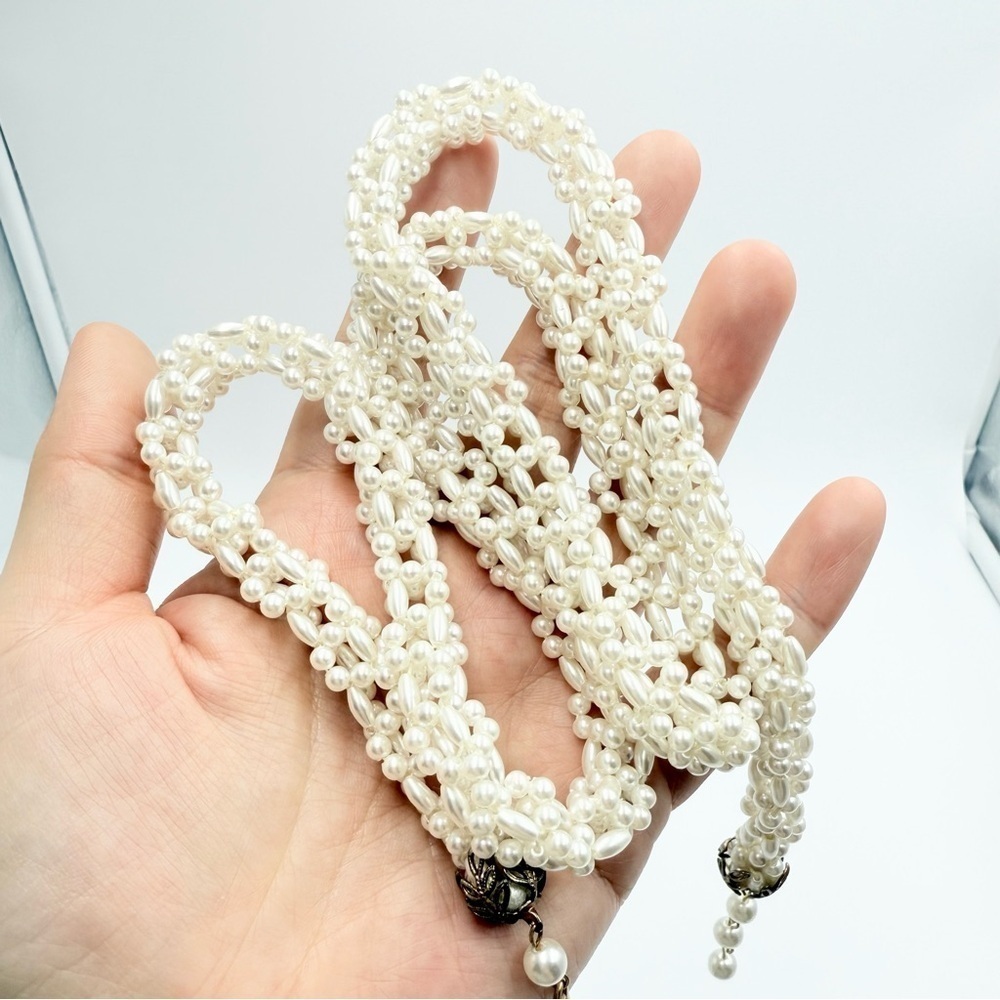 Vintage Multi Strand Twisted Faux Pearl Necklace